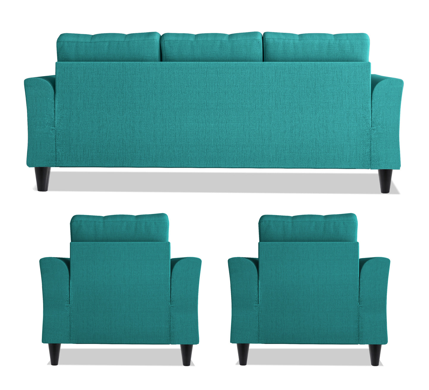 Adorn India Maddox Tufted 3-1-1 5 Seater Wood Sofa Set (Aqua Blue) (3 Year Warranty)