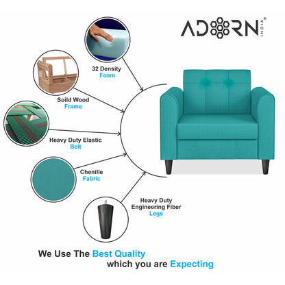 Adorn India Rio Elegant 1 Seater Sofa (3 Year Warranty)