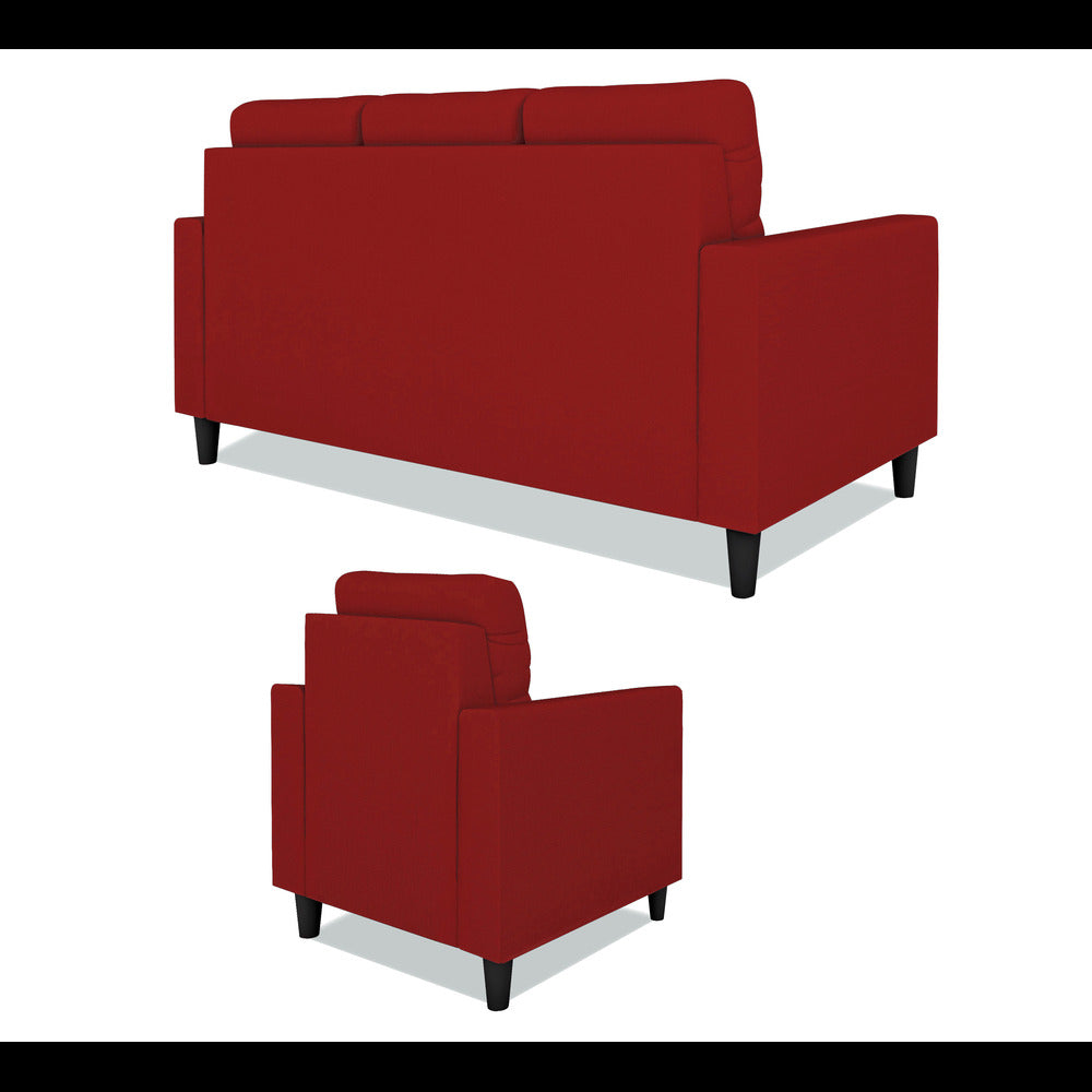 Adorn India Darcy 3+1+1 5 Seater Sofa Set (Red) (3 Year Warranty)