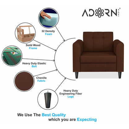 Adorn India Rio Elegant 1 Seater Sofa (3 Year Warranty)
