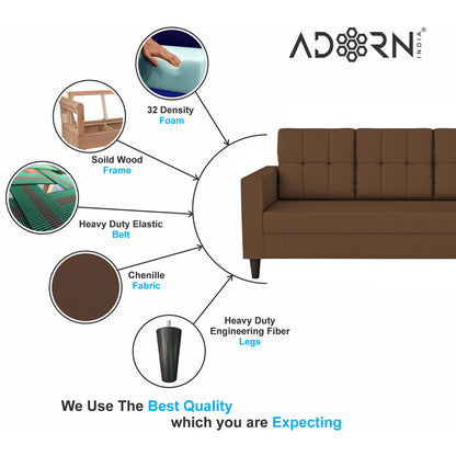 Adorn India Darcy 3 Seater Sofa (Beige) (3 Year Warranty)