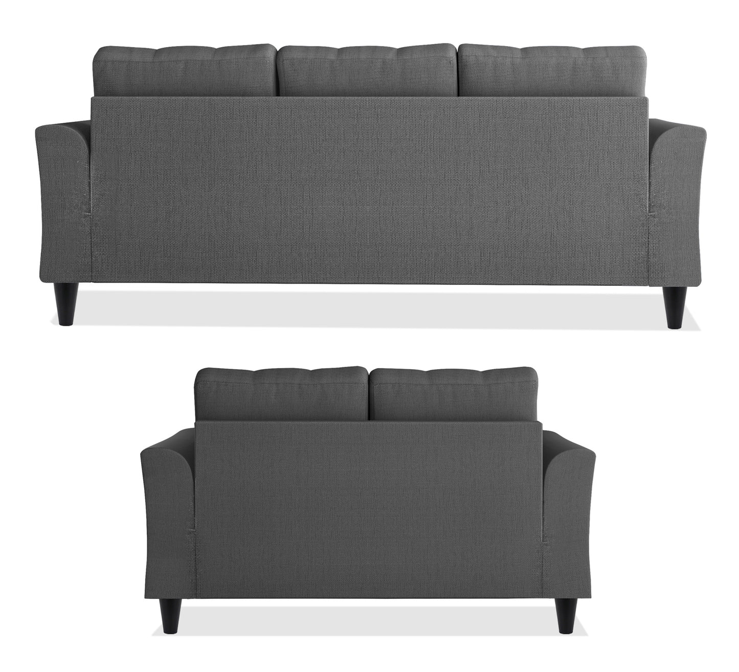 Adorn India Maddox Tufted 3+2 5 Seater Sofa Set (Grey) (3 Year Warranty)