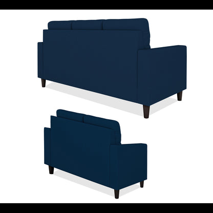 Adorn India Darcy 3+2 5 Seater Sofa Set (Blue) (3 Year Warranty)