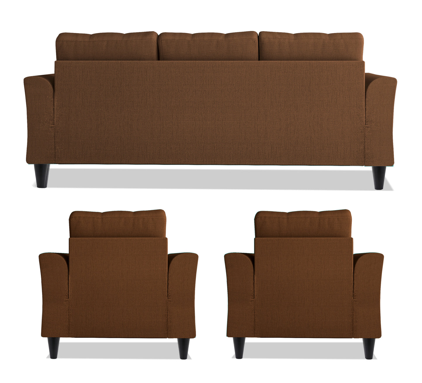 Adorn India Maddox Tufted 3-1-1 5 Seater Sofa Set (Brown) (3 Year Warranty)