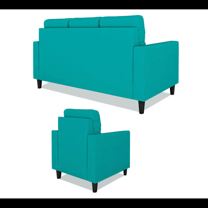 Adorn India Darcy 3+1+1 5 Seater Sofa Set (Aqua Blue) (3 Year Warranty)