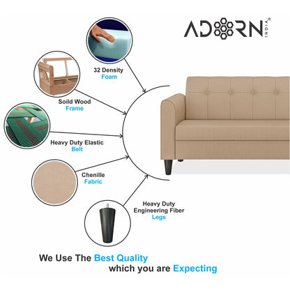 Adorn India Rio Elegant 3+2 5 Seater Sofa Set (3 Year Warranty)