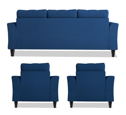 Adorn India Maddox Tufted 3-1-1 5 Seater Wood Sofa Set (Blue) (3 Year Warranty)
