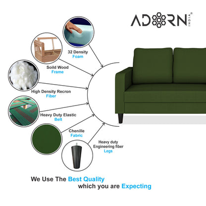 Adorn India Chandler Decent 2 Seater Sofa (Green) (3 Year Warranty)
