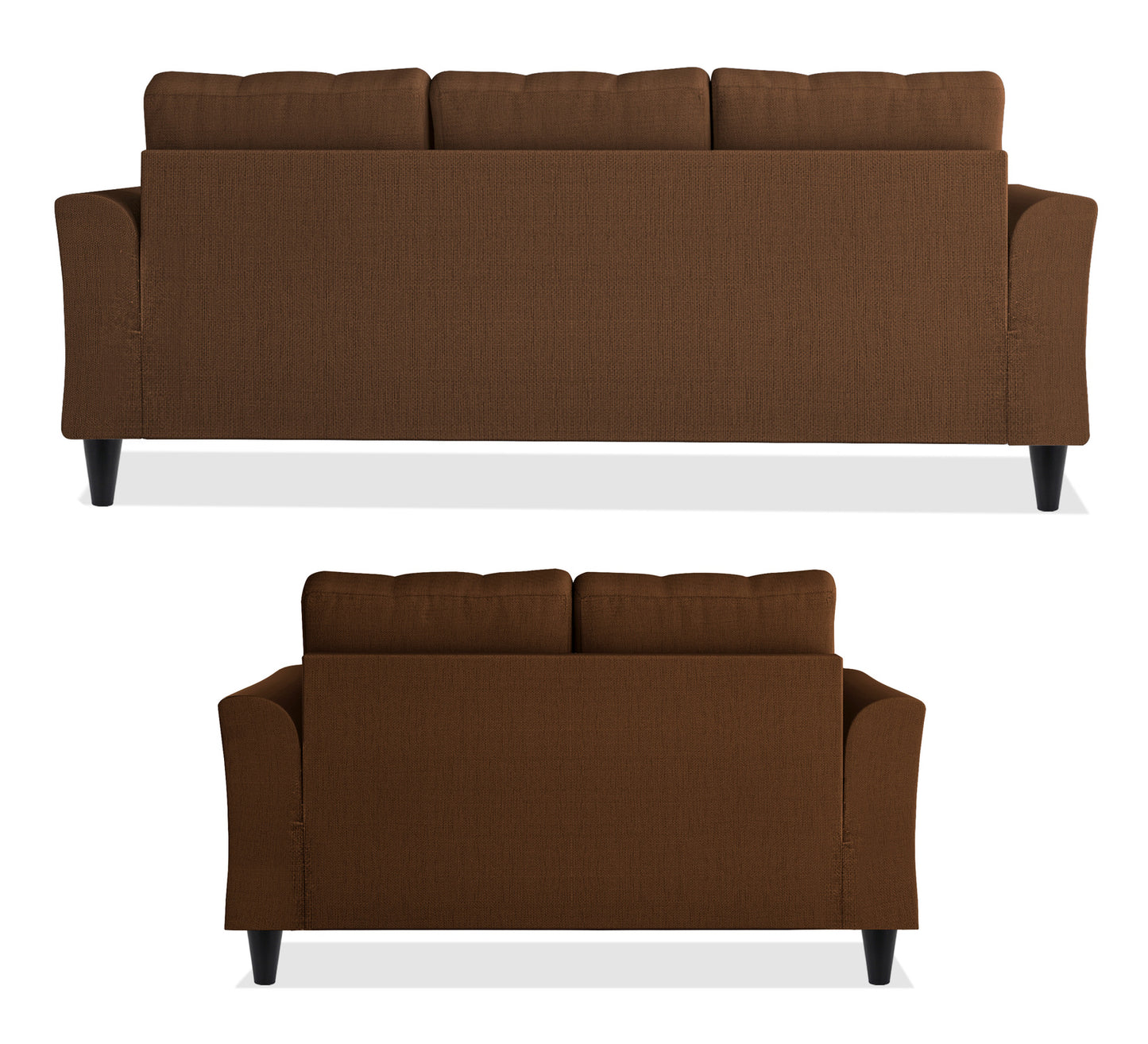Adorn India Maddox Tufted 3+2 5 Seater Sofa Set (Brown) (3 Year Warranty)