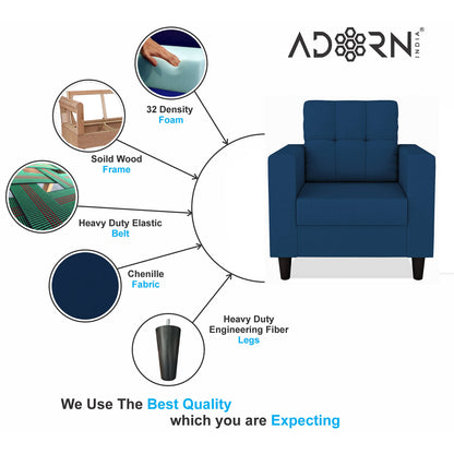 Adorn India Darcy 1 Seater Sofa (Beige) (3 Year Warranty)
