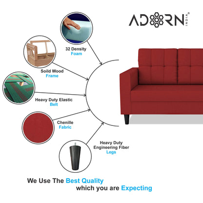 Adorn India Darcy 2 Seater Sofa (Beige) (3 Year Warranty)