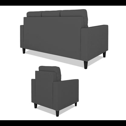 Adorn India Darcy 3+1+1 5 Seater Sofa Set (Grey) (3 Year Warranty)