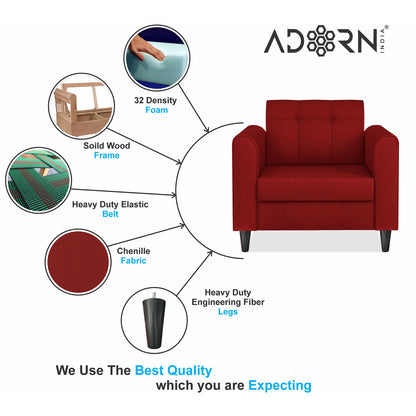 Adorn India Rio Elegant 1 Seater Sofa (3 Year Warranty)