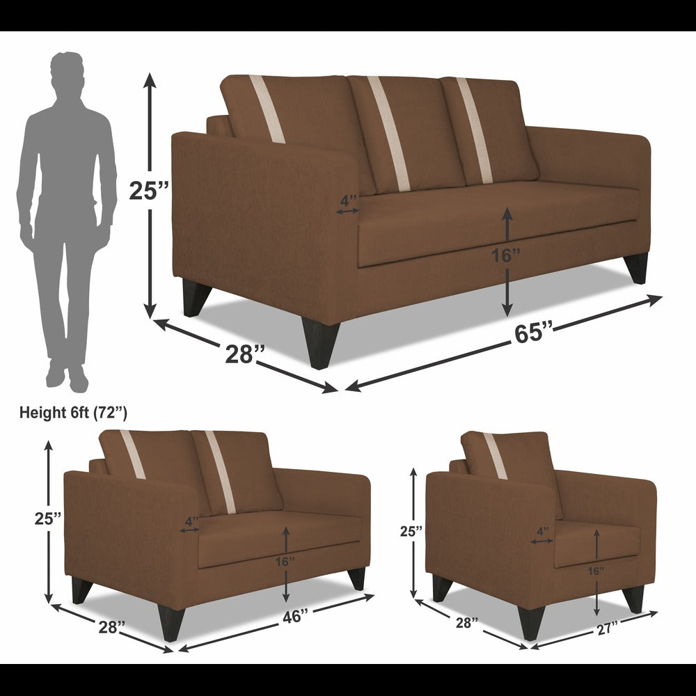 Adorn India Chandler Plus 3+2+1 6 Seater Sofa Set (Brown) (3 Year Warranty)