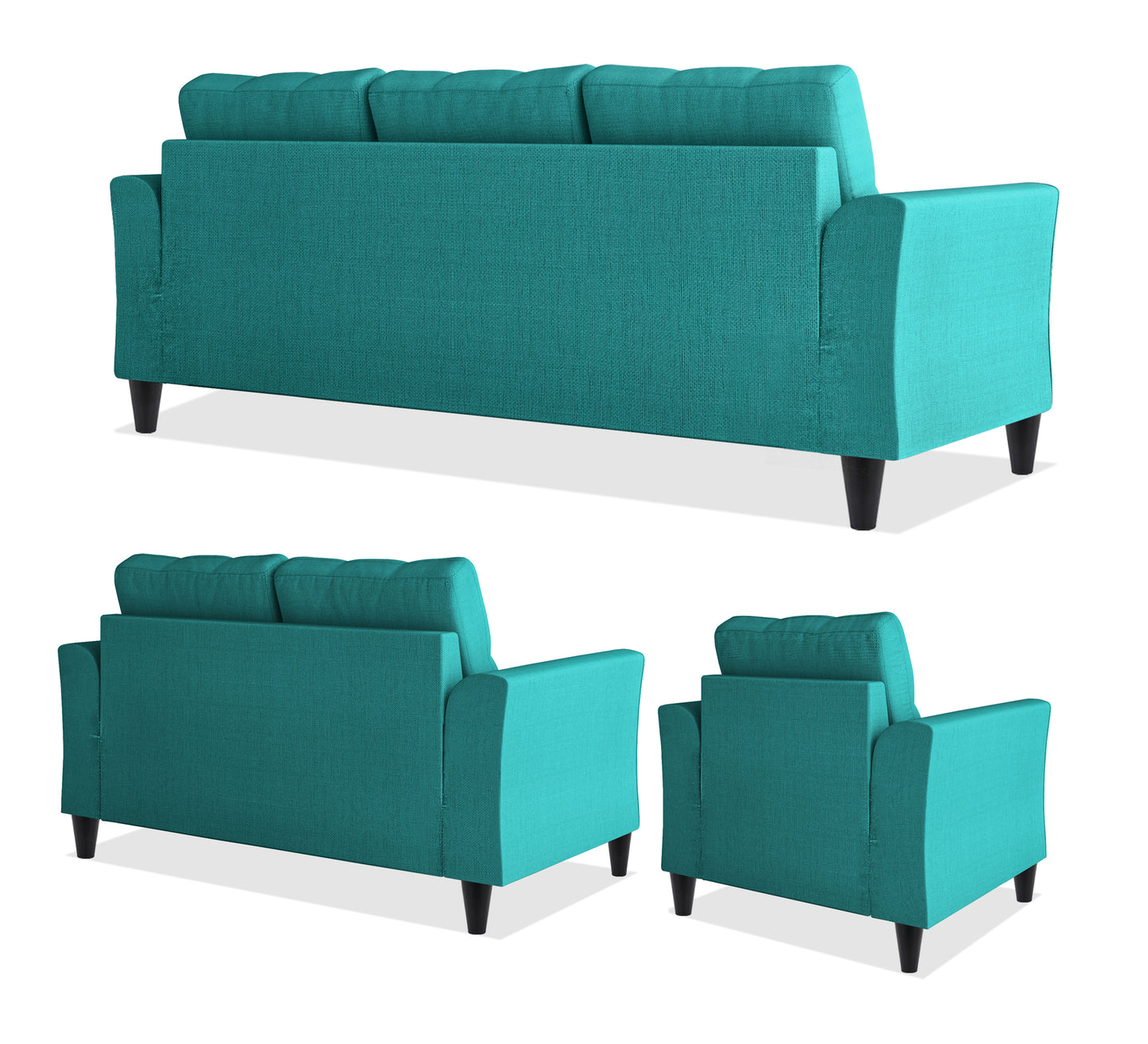 Adorn India Maddox Tufted 3+2+1 6 Seater Sofa Set (Aqua Blue) (3 Year Warranty)