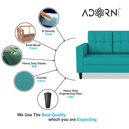 Adorn India Darcy 2 Seater Sofa (Beige) (3 Year Warranty)