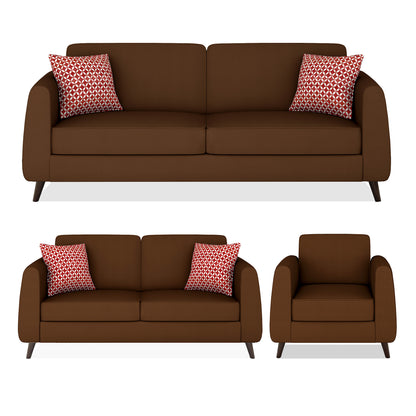 Adorn India Harlem 6 Seater 3+2+1 Fabric Sofa Set (Brown) (3 Year Warranty)