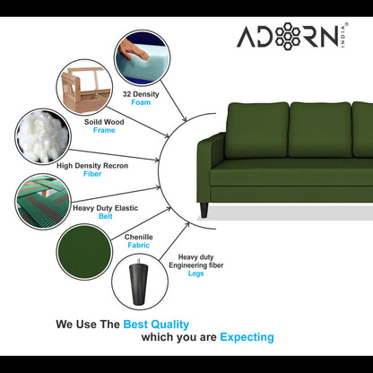 Adorn India Chandler Decent 3+2 5 Seater Sofa Set (Green) (3 Year Warranty)