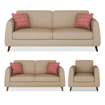 Adorn India Harlem 6 Seater 3+2+1 Fabric Sofa Set (Beige) (3 Year Warranty)