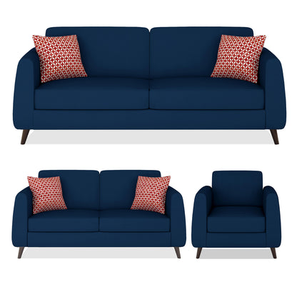 Adorn India Harlem 6 Seater 3+2+1 Fabric Sofa Set (Blue) (3 Year Warranty)