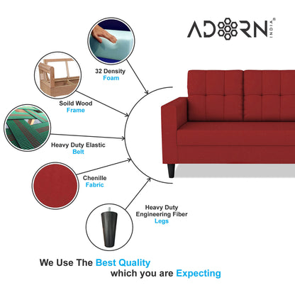 Adorn India Darcy 3+2 5 Seater Sofa Set (Beige) (3 Year Warranty)