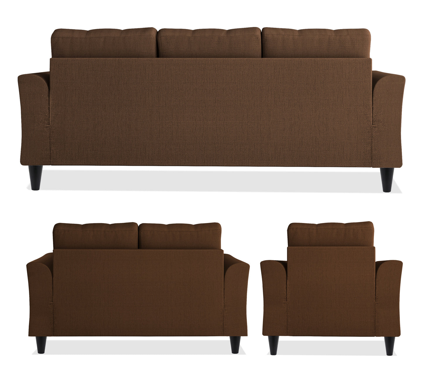 Adorn India Maddox Tufted 3+2+1 6 Seater Sofa Set (Brown) (3 Year Warranty)