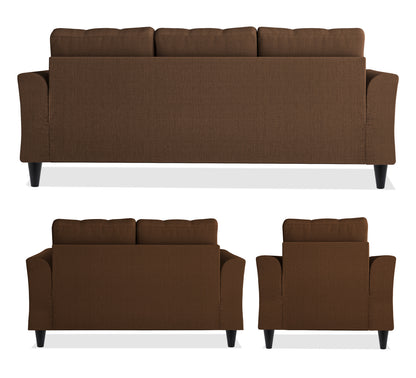 Adorn India Maddox Tufted 3+2+1 6 Seater Sofa Set (Brown) (3 Year Warranty)