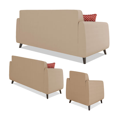 Adorn India Harlem 6 Seater 3+2+1 Fabric Sofa Set (Beige) (3 Year Warranty)