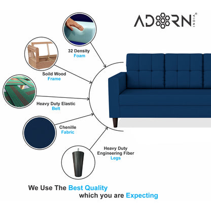Adorn India Darcy 3+2+1 6 Seater Sofa Set  (3 Year Warranty)