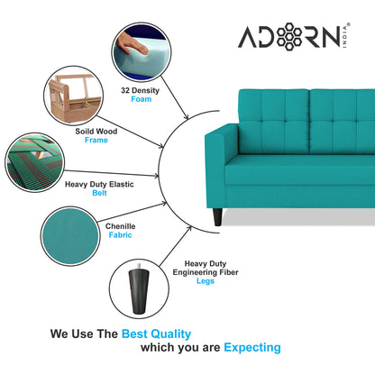 Adorn India Darcy 3+1+1 5 Seater Sofa Set (Beige) (3 Year Warranty)
