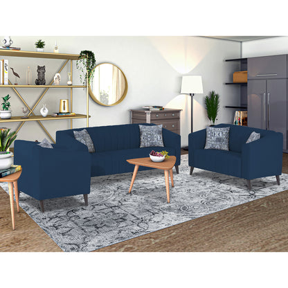 Adorn India Premium Laurel 3+2+1 6 Seater Sofa Set (Blue) (3 Year Warranty)