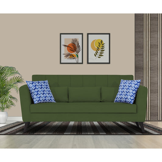 Adorn India Daniel 3 Seater Sofa (Green) (3 Year Warranty)