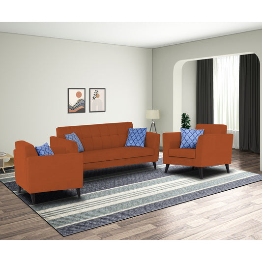 Adorn India Dannis 3+2+1 6 Seater Sofa Set (Rust) (3 Year Warranty)