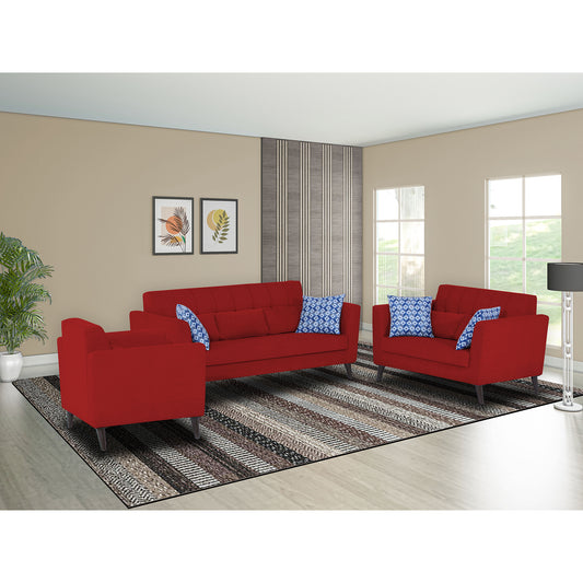 Adorn India Daniel 3+2+1 6 Seater Sofa Set (Red) (3 Year Warranty)