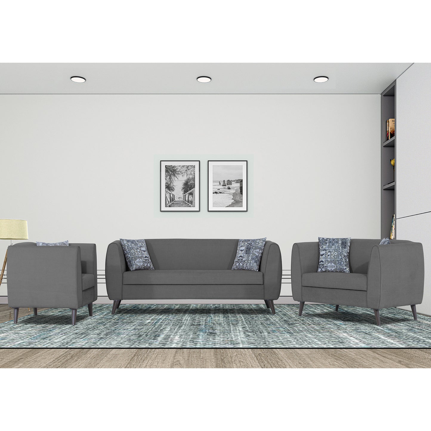 Adorn India Mason 3+2+1 6 Seater Sofa Set (Aqua Blue)