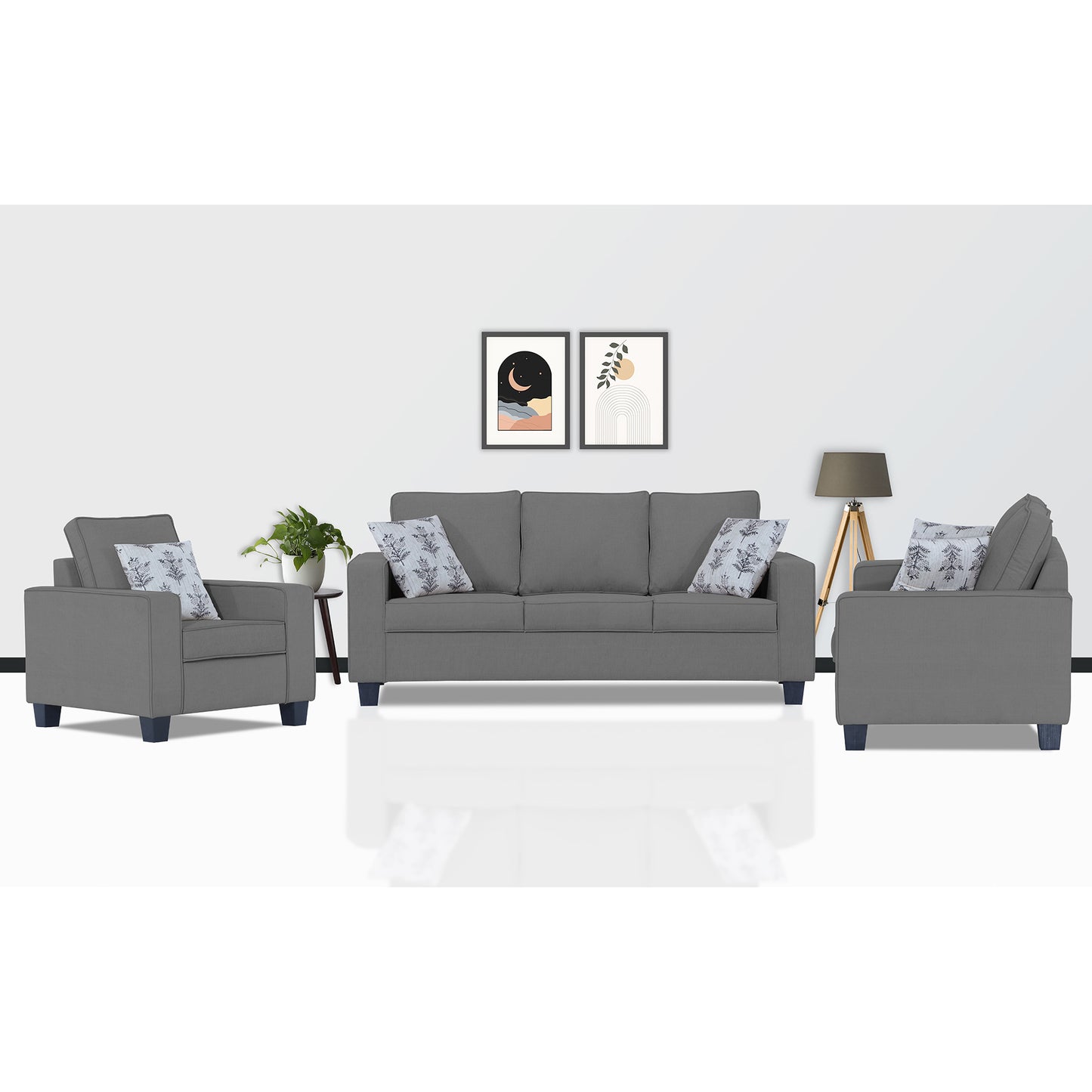 Adorn India Camden 3+2+1 6 Seater Sofa Set (Aqua Blue) (3 Year Warranty)