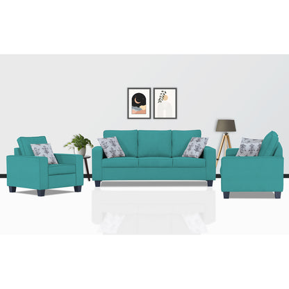 Adorn India Camden 3+2+1 6 Seater Sofa Set (Aqua Blue) (3 Year Warranty)