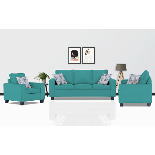 Adorn India Camden 3+2+1 6 Seater Sofa Set (Aqua Blue) (3 Year Warranty)