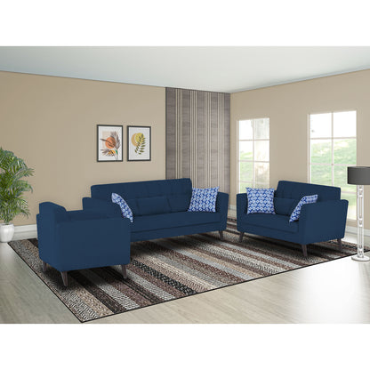Adorn India Daniel 3+2+1 6 Seater Sofa Set (Blue) (3 Year Warranty)