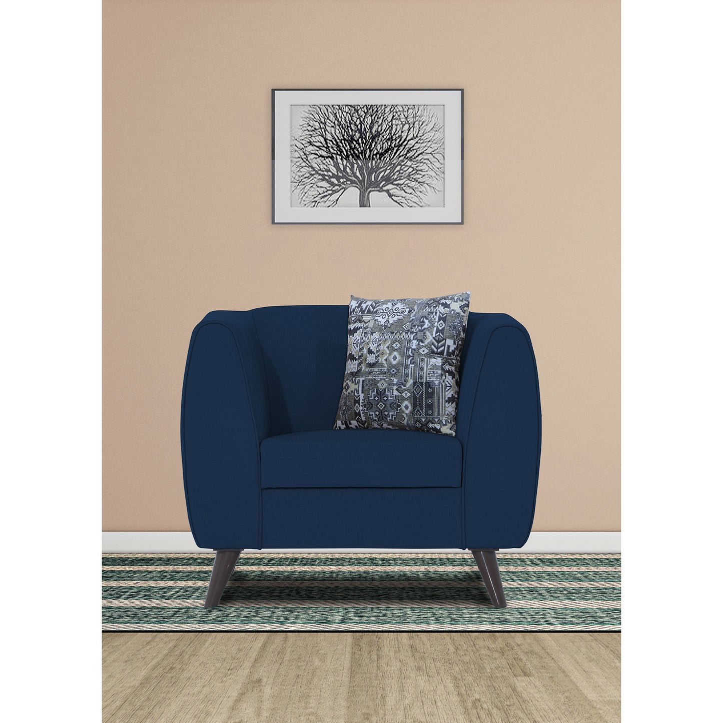 Adorn India Mason 1 Seater Sofa (Aqua Blue)