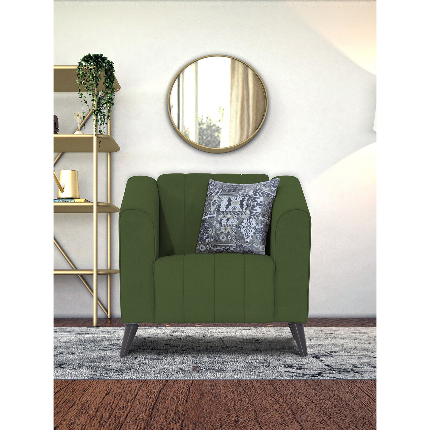 Adorn India Premium Laurel 1 Seater Sofa (Green) (3 Year Warranty)