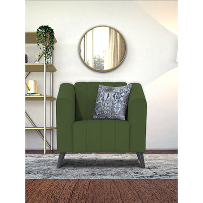 Adorn India Premium Laurel 1 Seater Sofa (Green) (3 Year Warranty)