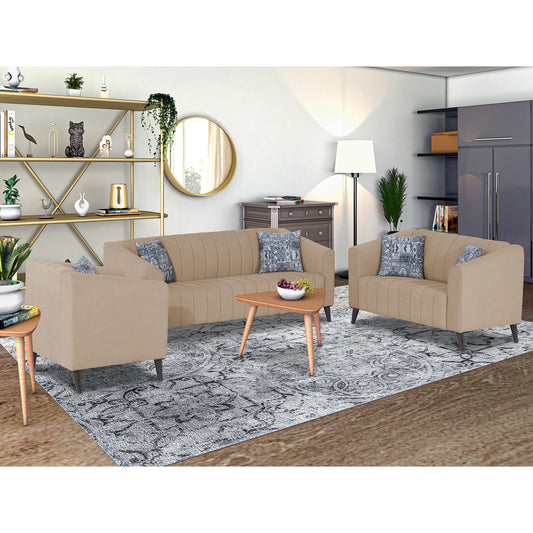 Adorn India Premium Laurel 3+2+1 6 Seater Sofa Set (Beige) (3 Year Warranty)