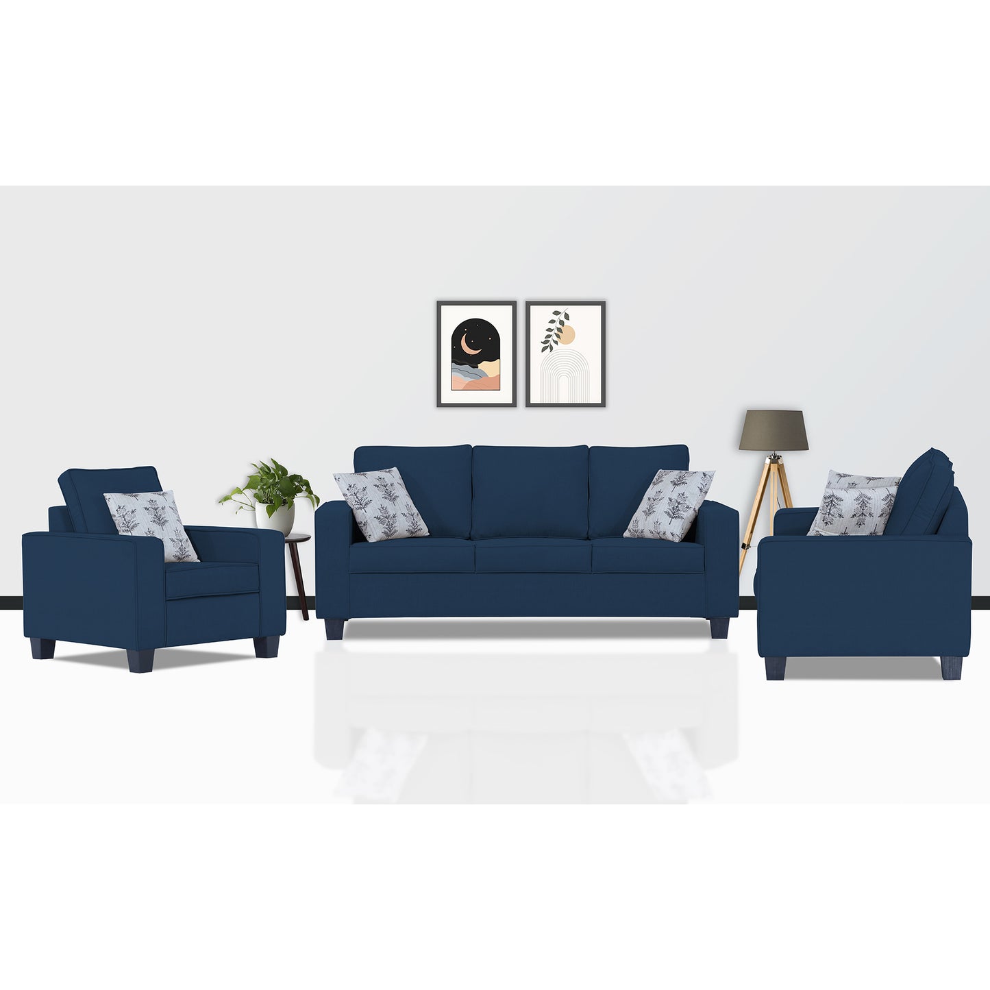 Adorn India Camden 3+2+1 6 Seater Sofa Set (Aqua Blue) (3 Year Warranty)
