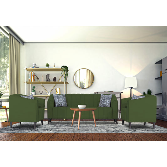 Adorn India Premium Laurel 3+1+1 5 Seater Sofa Set (Green) (3 Year Warranty)