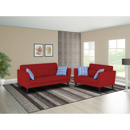 Adorn India Daniel 3+2 5 Seater Sofa Set (Red) (3 Year Warranty)