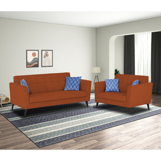 Adorn India Dannis 3+2 5 Seater Sofa Set (Rust) (3 Year Warranty)