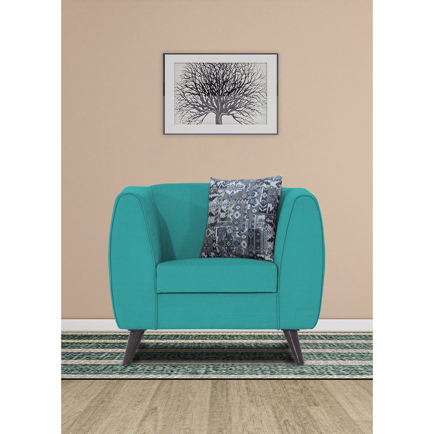 Adorn India Mason 1 Seater Sofa (Aqua Blue)