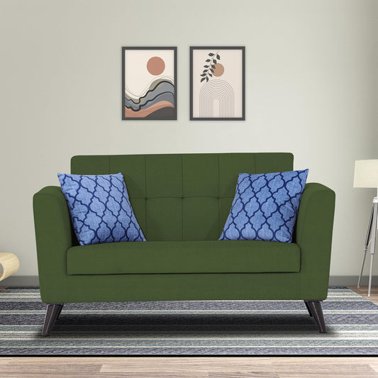 Adorn India Dannis 2 Seater Sofa (Green) (3 Year Warranty)