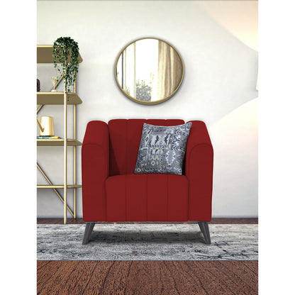 Adorn India Premium Laurel 1 Seater Sofa (Red) (3 Year Warranty)